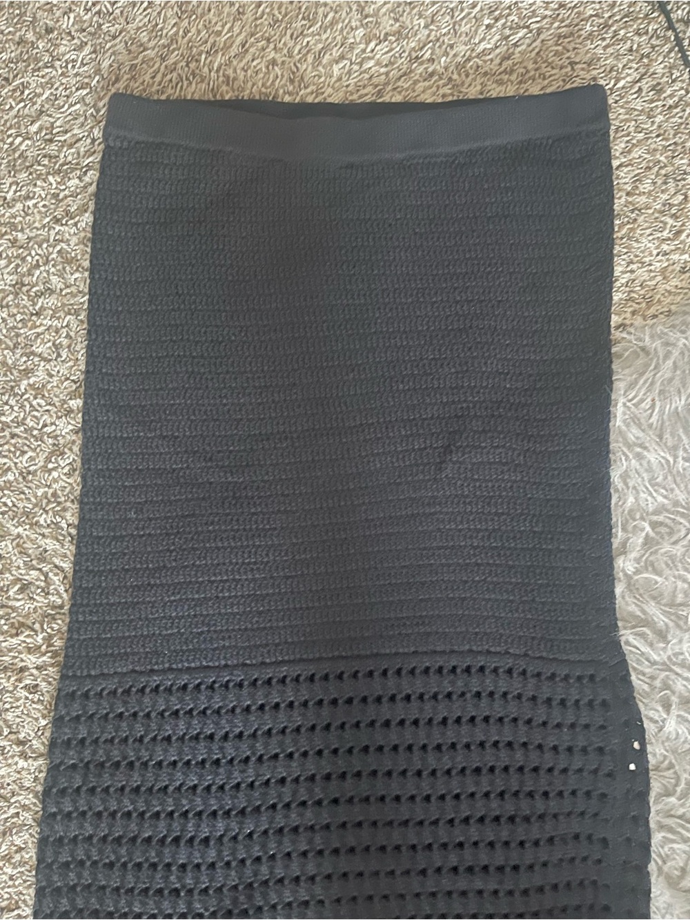 Nine West Black Knit Crochet Pencil Skirt - Picture 4 of 10